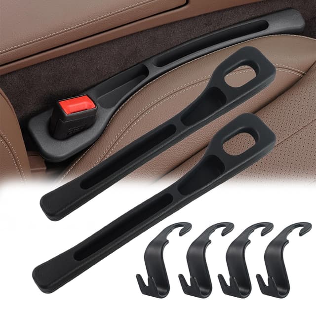 🚗 GENHH 2 Stück Autositz Lückenfüller & 4 Stück Auto Lagerung Haken 🛍️