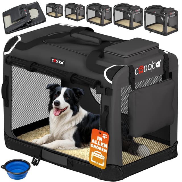 🐾 CADOCA® Hundebox faltbar Transportbox XL 82x56x58cm für sichere und komfortable Reisen mit deinem Haustier 🚗