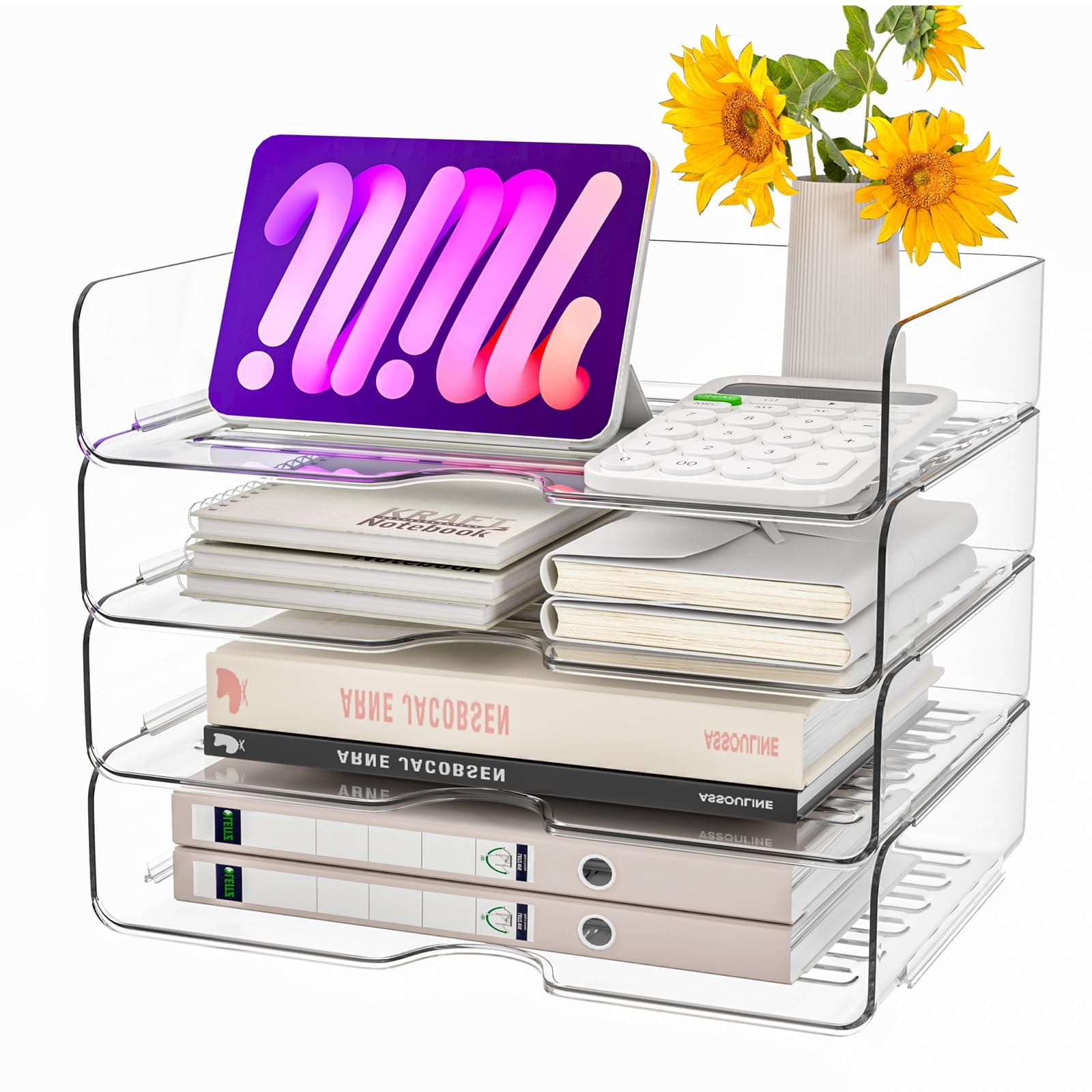 📁 4 Stück Acryl Briefablage in Premium-Qualität - 4er-Pack