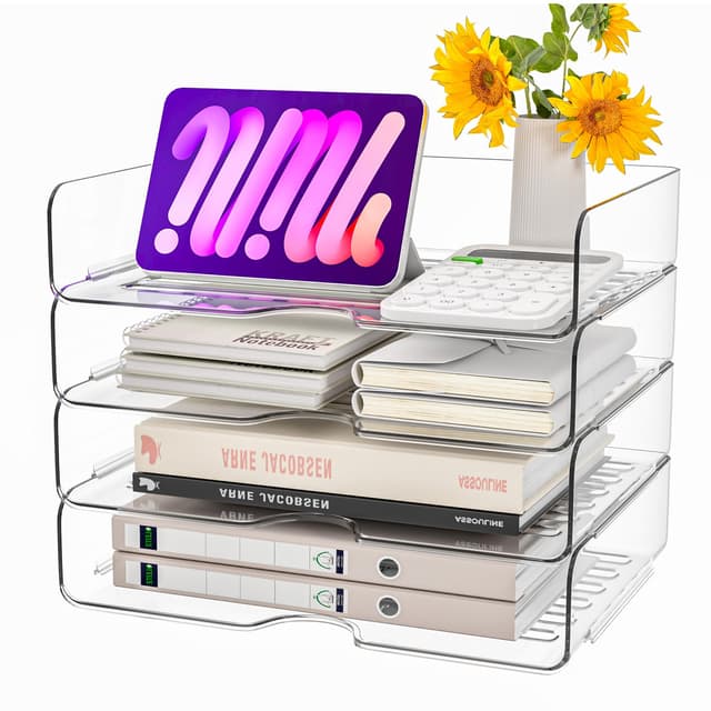 📁 4 Stück Acryl Briefablage in Premium-Qualität - 4er-Pack
