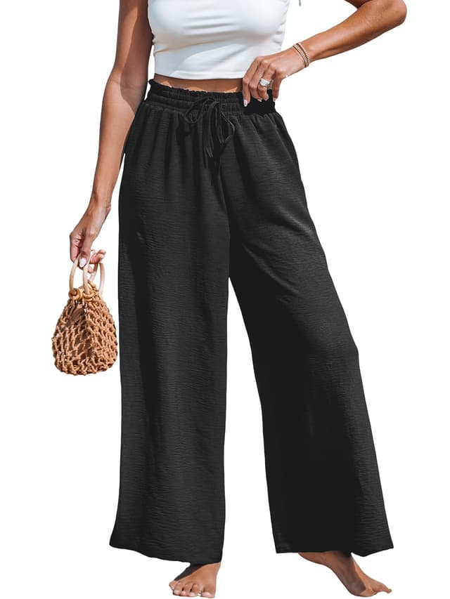 CUPSHE Damen Leichte Weite Hose mit Kordelzug und Gummibund 🌞