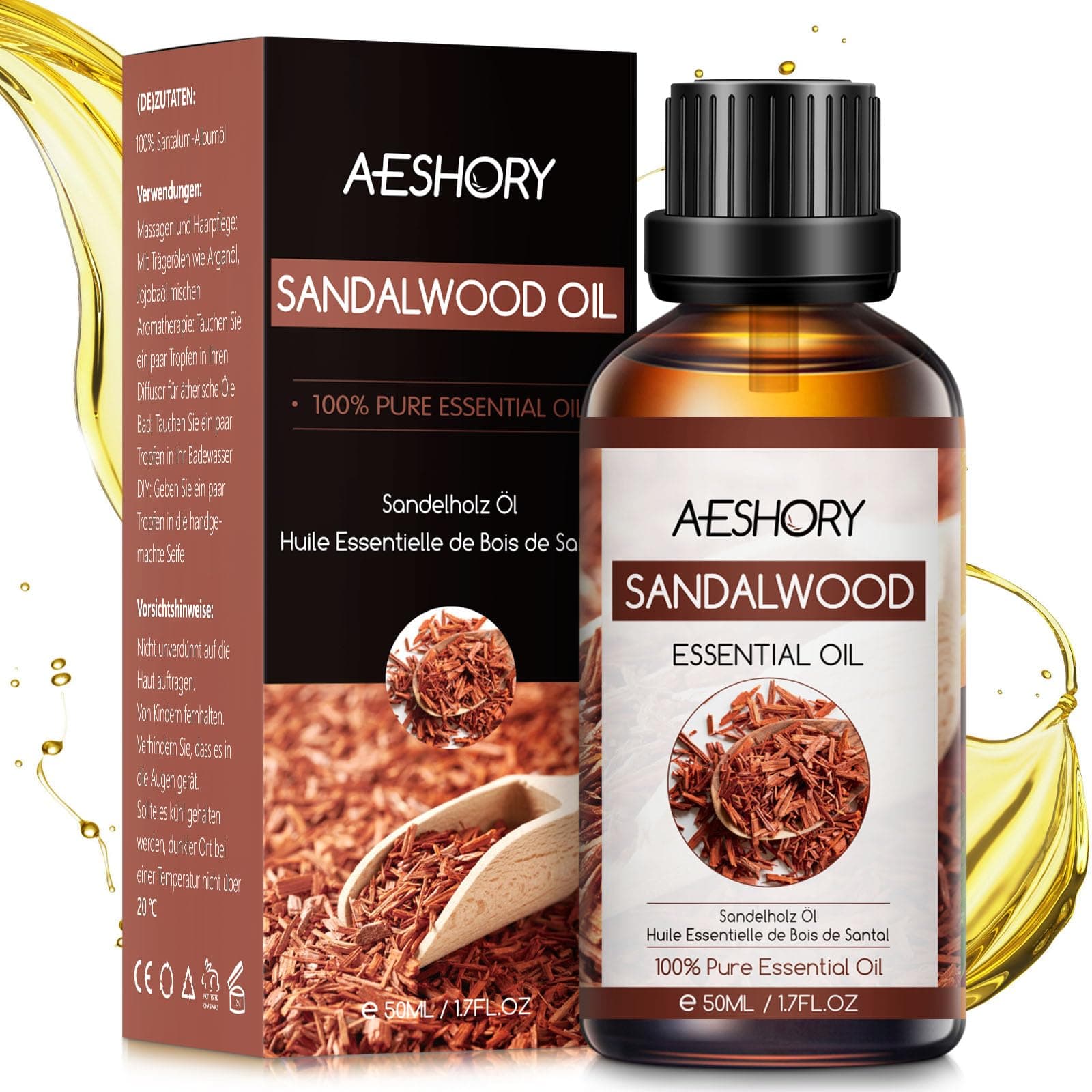 AESHORY Ätherische Öle Sandelholz 50ml 🍁 100% Natürliches Aromatherapieöl
