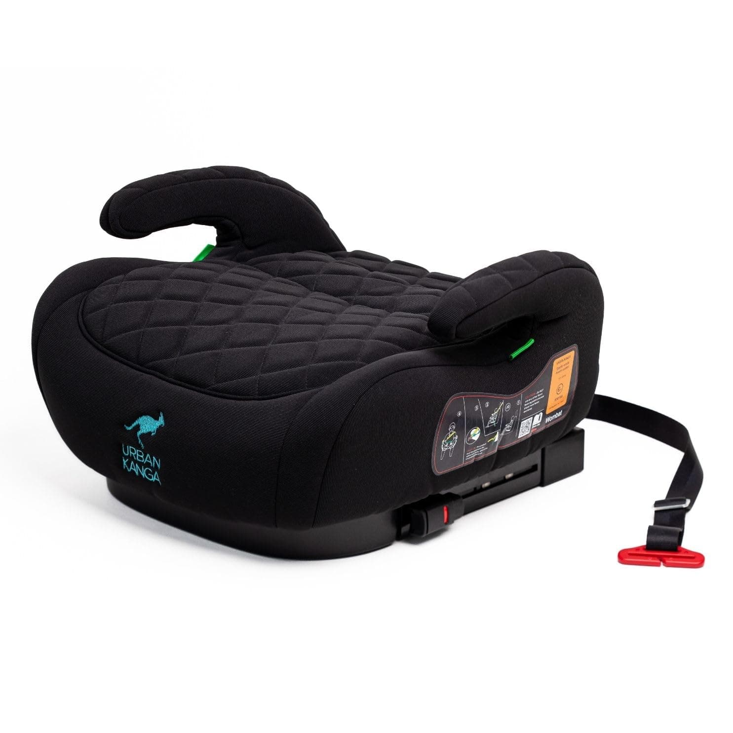 🚗👶 Urban Kanga Wombat Sitzerhöhung Auto Kinder Isofix 125-150 cm Gruppe 3 (Schwarz gesteppt) - Angebot!