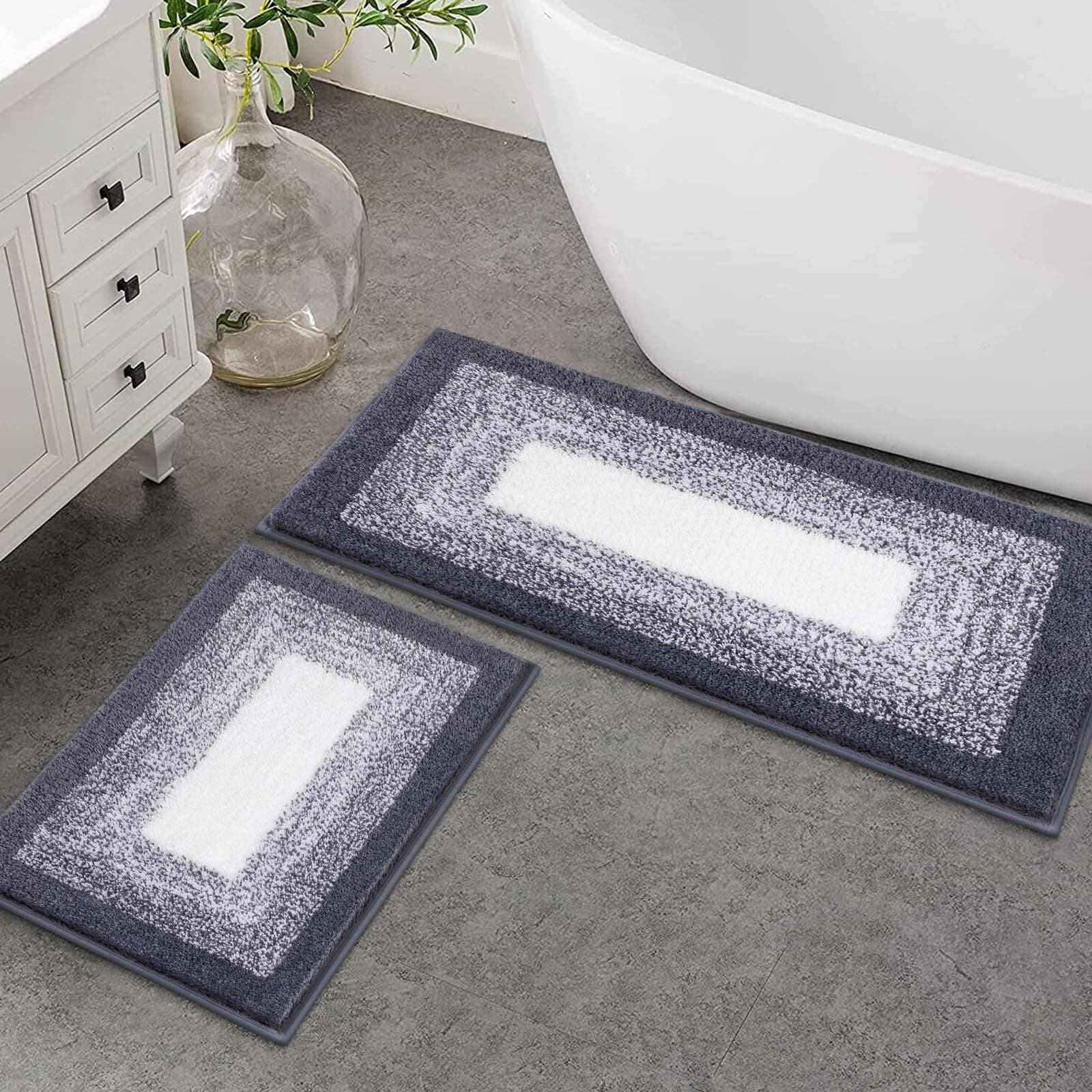 Enyhom Mikrofaser Badteppich Set 2 Teilig Dunkelgrau 🛁🚽