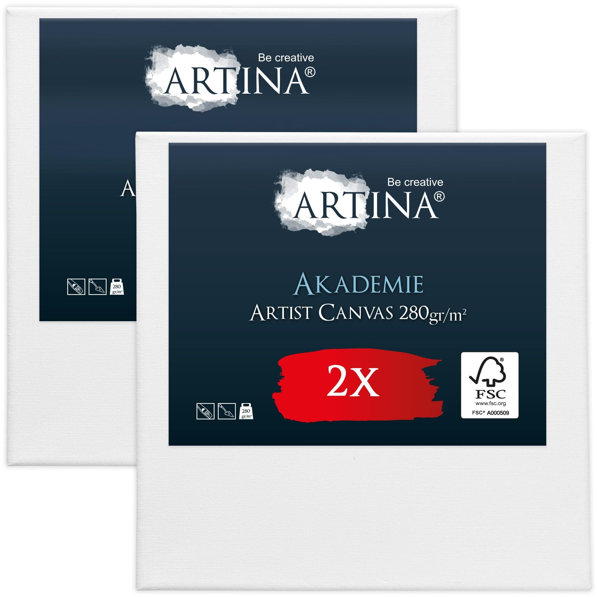 Artina FSC® 2er Set Keilrahmen Leinwand zum Bemalen 30x30 cm 🎨🖌️