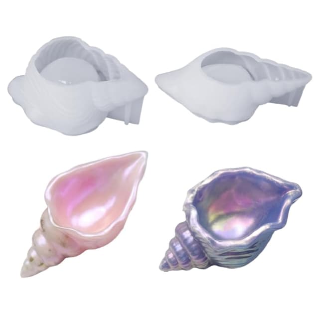 iSuperb 2 Stück Epoxidharz Formen Muschel Silikonform 3d Gießform Resin Molds für DIY Make-up Schwammhalter Dekorationen Kunsthandwerk (Muschel)