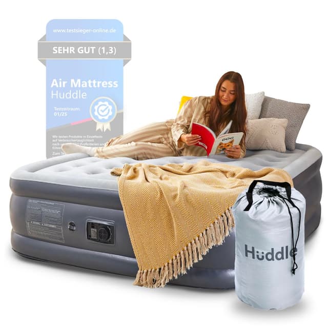 Huddle Lite Luftbett mit Integrierter Pumpe 🛏️ - Aufblasbare Matratze für Camping und Gäste