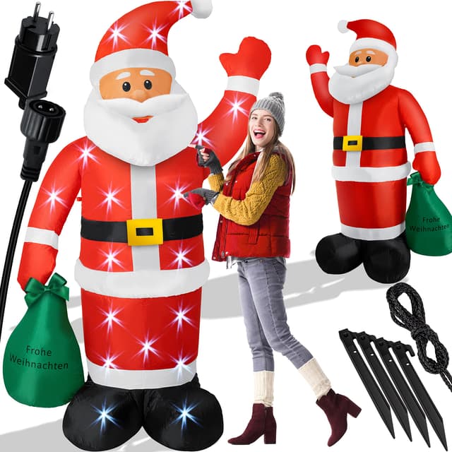 🎅🎄🌟 KESSER® Aufblasbarer Weihnachtsmann XL 195cm LED beleuchtet 🌟🎄🎅