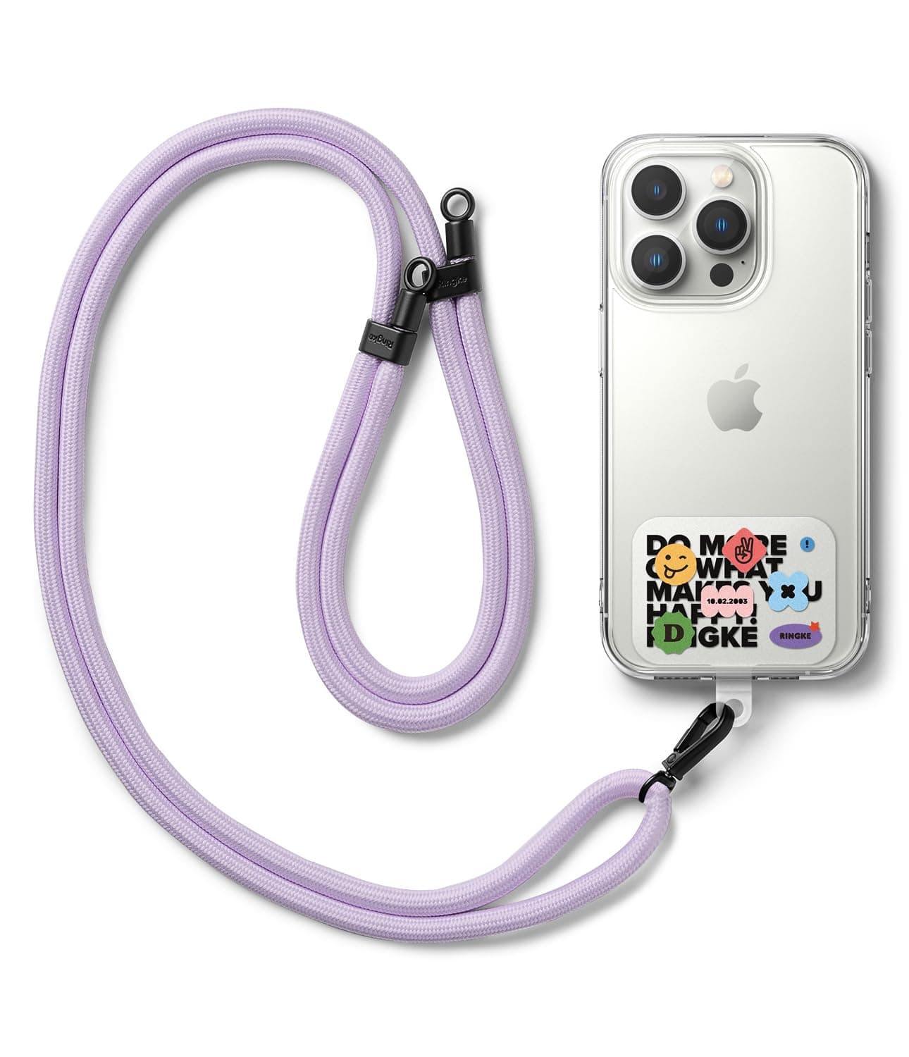 Ringke Holder Link Strap Lettering Patch [Kordel mit TPU Design-Tag] Crossbody Handykette Universal - Purple Lila 📱
