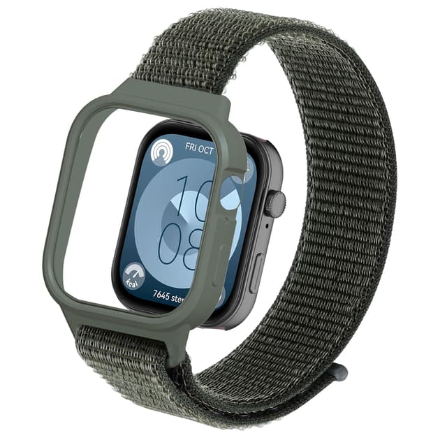 Keecuty Armband für Huawei Watch Fit 3 🌟 Verstellbares Nylon Armband in Armeegrün
