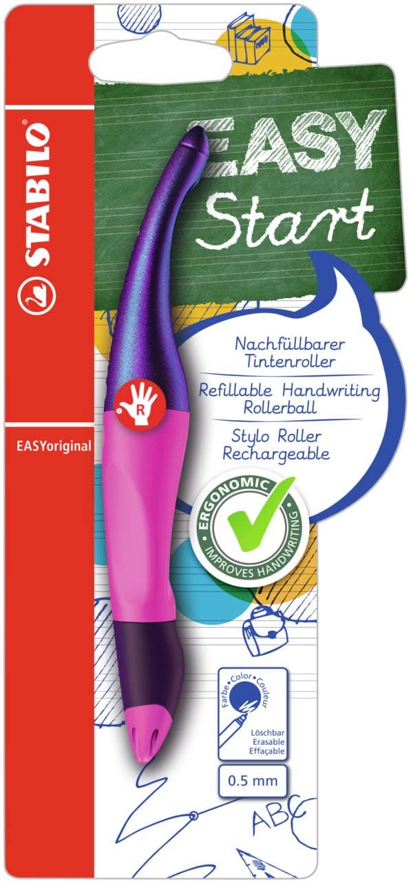 STABILO - Ergonomischer Tintenroller für Rechtshänder - EASYoriginal Holograph Edition in Magenta