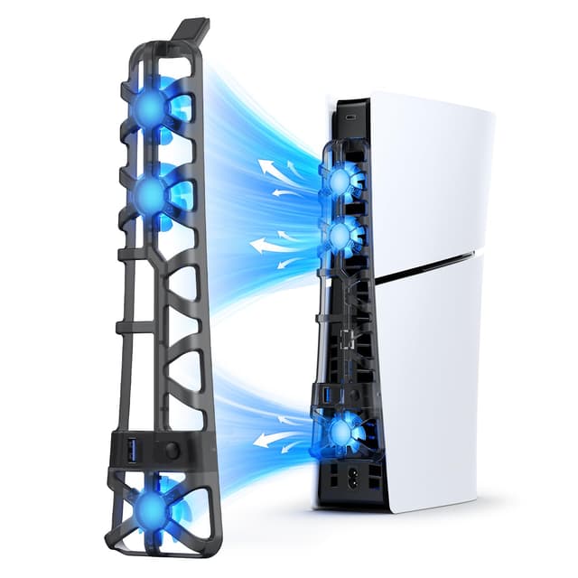 🎮🆕 NexiGo PS5 Slim Silent Enhanced Cooling Fan mit einstellbarer Geschwindigkeit, Auto Power On/Off, mit USB 3.0 Anschluss, Effizientes Kühlsystem für PS5 Slim Disc und Digital Editions