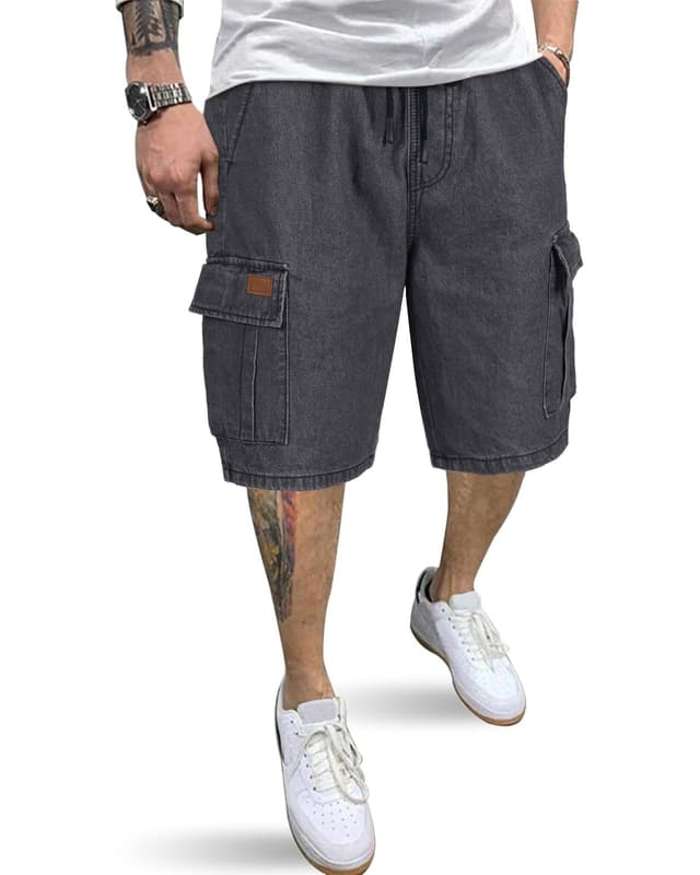 HMIYA Herren Cargo Shorts 🩳 Sommer Cargohose kurz L Steingrau