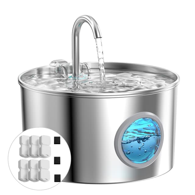 🐱🌊 Katzenbrunnen Edelstahl Katzen Trinkbrunnen 2.2L - Super Silent Wasserbrunnen für Katzen