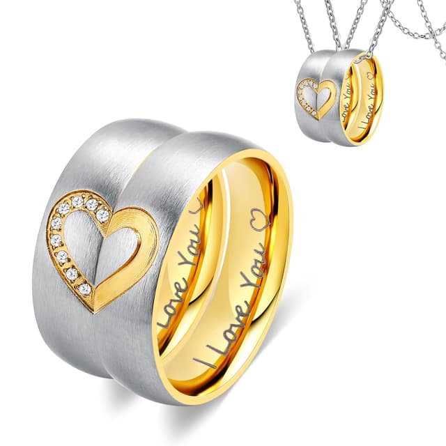 Wycian Trauringe Edelstahl, Eheringe mit Gravur I Love You ♡ Partnerringe 6mm für Sie und Ihn Paar Geschenke