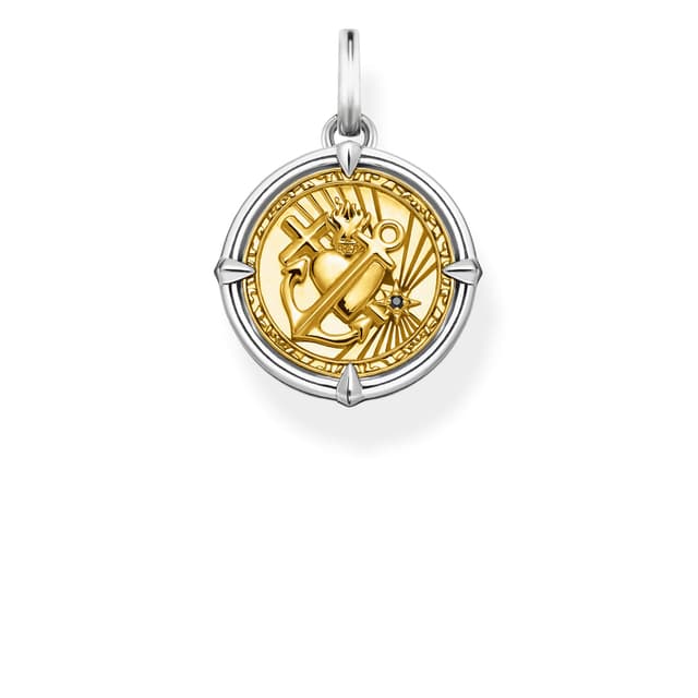 Thomas Sabo Unisex Anhänger Glaube Liebe Hoffnung Kreuz Herz Anker Gelbgold 925 Sterling Silber PE870-849-7 ⚓️💛