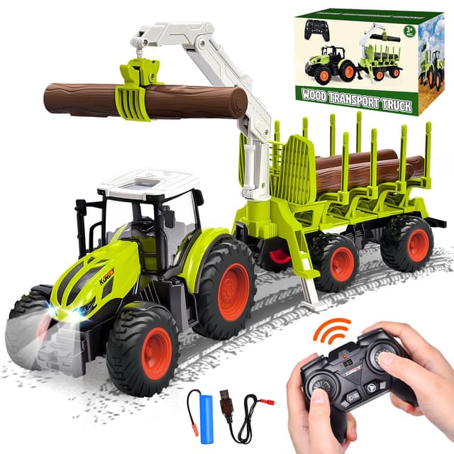 🚜🌲 Aragallant Ferngesteuerter Traktor Ferngesteuert 2.4 GHz 1:24 RC Traktor Spielzeug für Kinder ab 3 4 5 6 7 Jahren