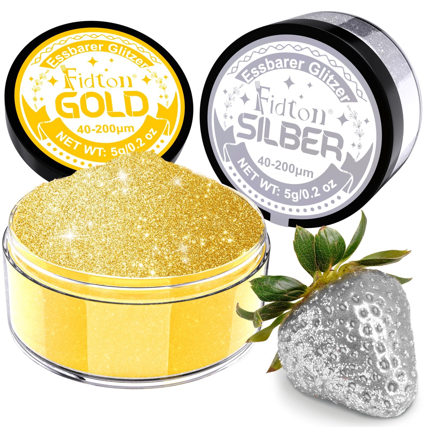 Essbarer Glitzer für Getränke - Fidton 2 Farben Lebensmittelfarbe Pulver Set 🌟
