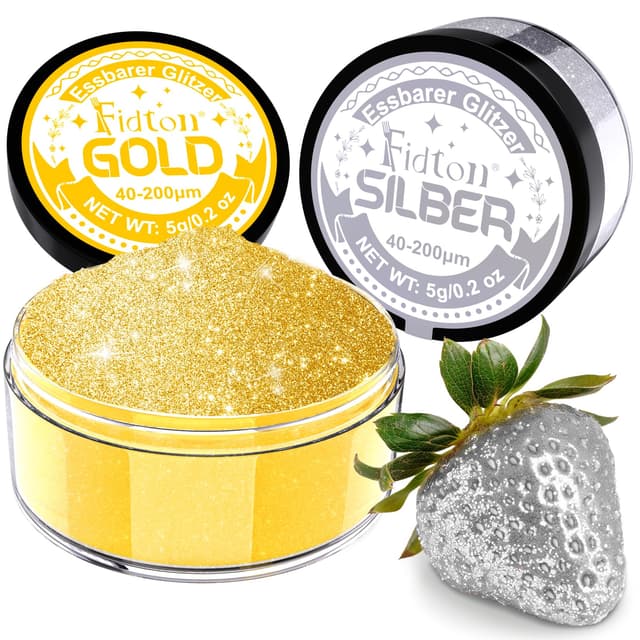 Essbarer Glitzer für Getränke - Fidton 2 Farben Lebensmittelfarbe Pulver Set 🌟