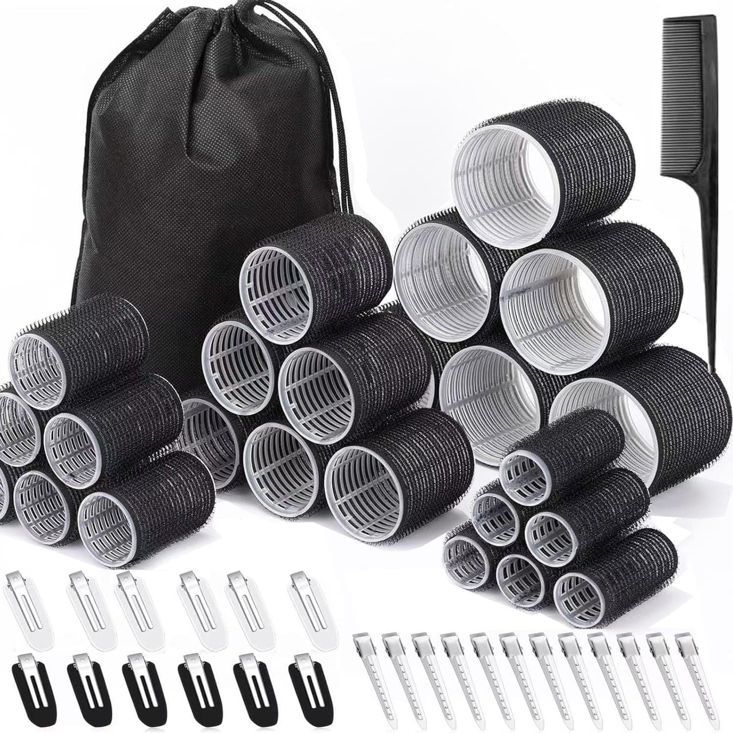 Lockenwickler Set mit Selbsthaftend Hair Rollers in 4 Größen