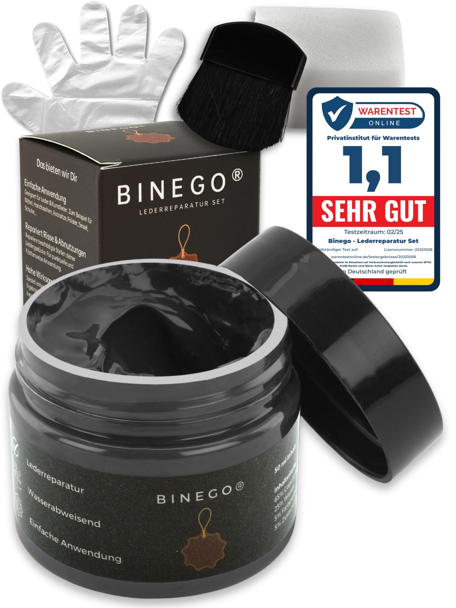 🚗 Binego® Lederreparaturset | Leder & Kunstleder Reparatur Set | Lederreparatur Flüssigleder Lederfarbe Reparieren Reparaturset Aufbereitung | Grau Dunkelgrau