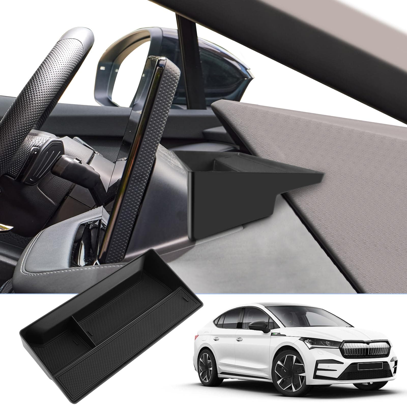 BIXUAN Enyaq iV 2024 Kompatibel mit Skoda Enyaq iV 2021 2022 2023 2024 Mittelkonsole Aufbewahrungsbox 🚗