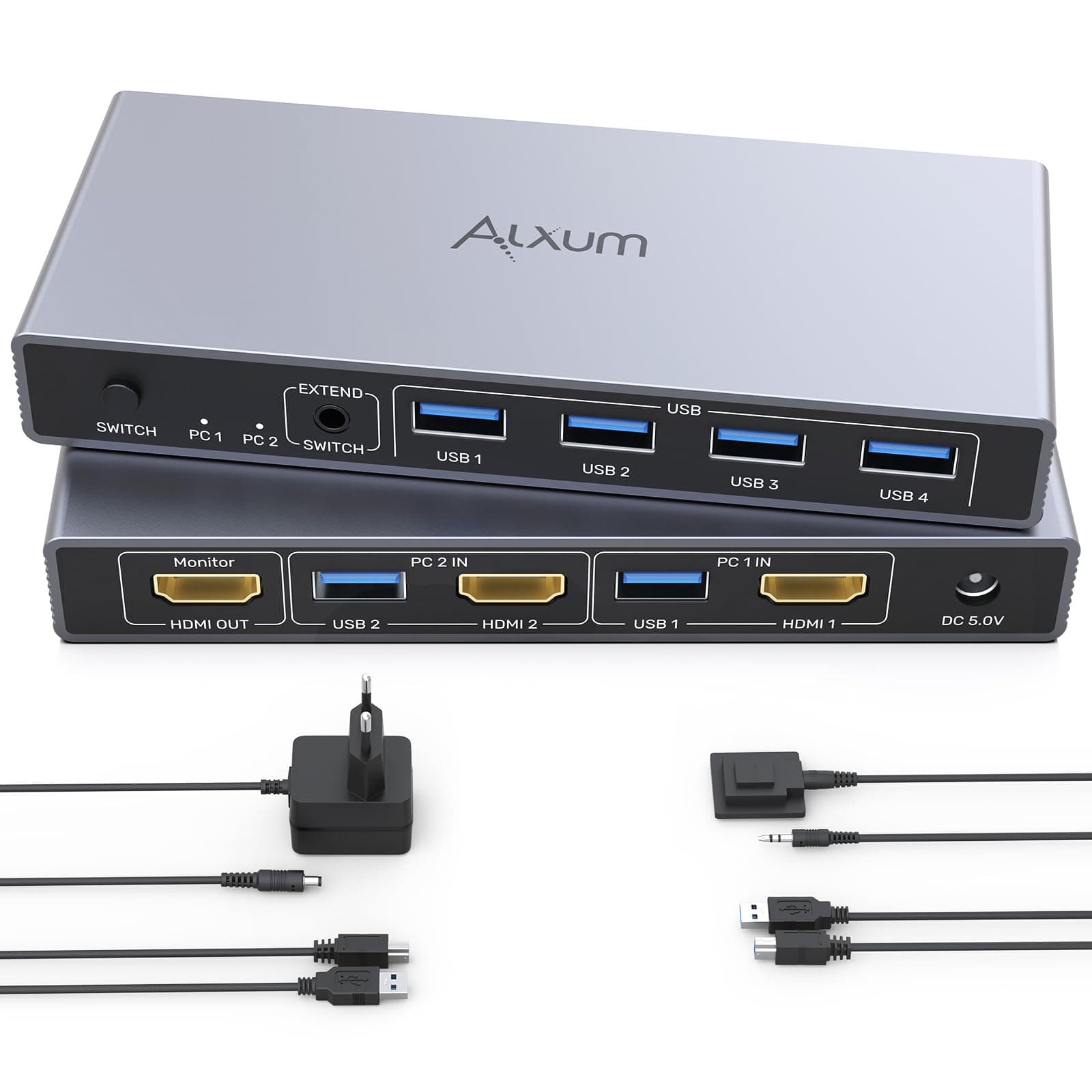 Alxum HDMI KVM Switch 2PC 1 Monitor, 4K@60Hz USB 3.0 KVM-Switches 🖥️🖱️