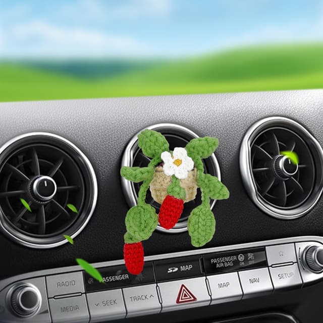 Auto Lüftungsclip Deko - Künstliche Pflanze Auto Lufterfrischer 🌺 Niedlich Auto Zubehör Innenraum - Auto Dekorationen Klimaanlage Auslass Clip