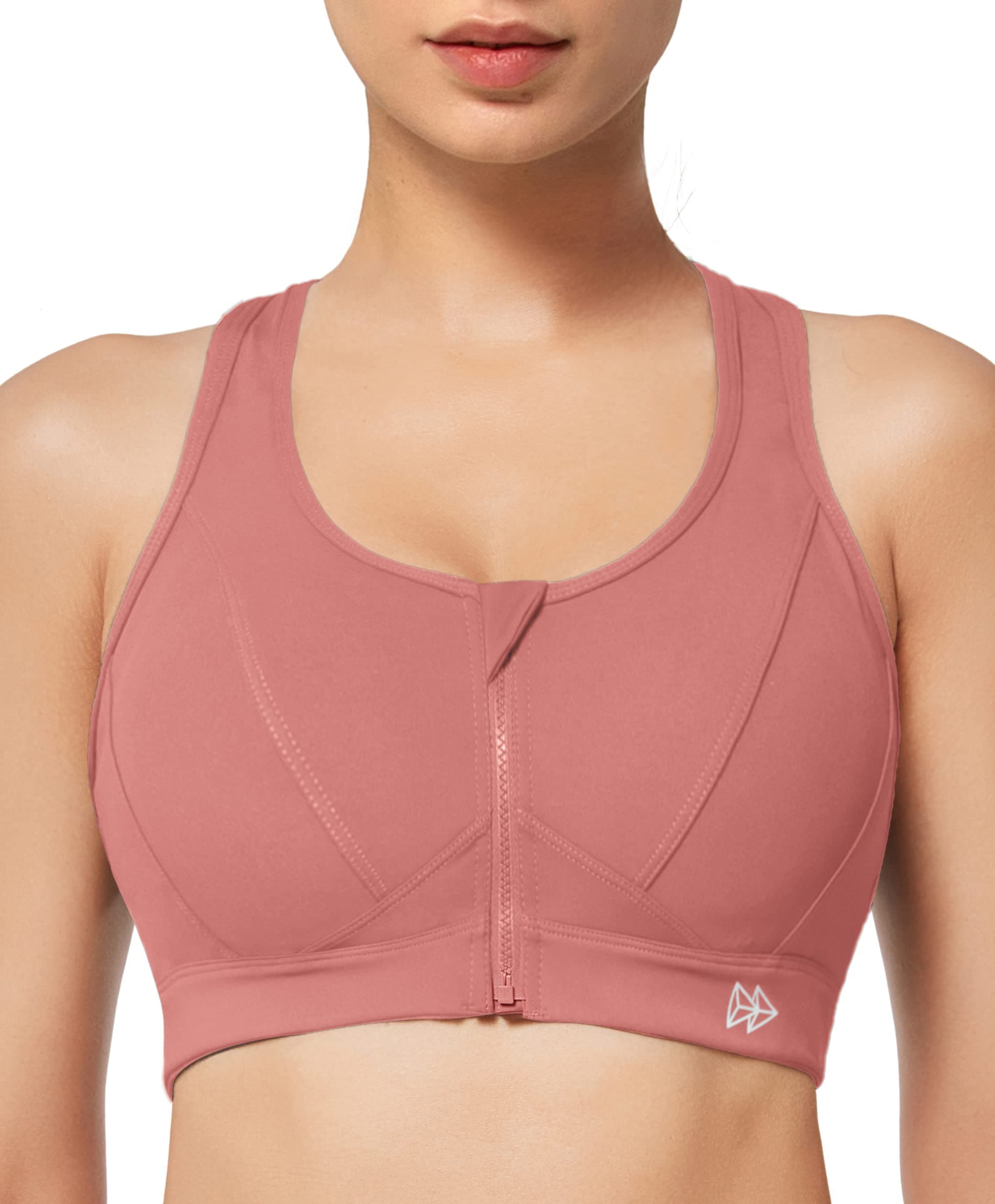 Yvette Sport BH Starker Halt Vorderverschluss Große Größe Mesh Ringerrücken für Lauf Joggen Reiten Rosa M Große Größen 🏃‍♀️🐎💗