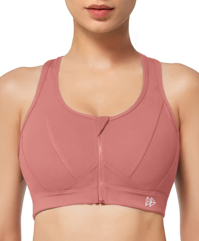 Yvette Sport BH Starker Halt Vorderverschluss Große Größe Mesh Ringerrücken für Lauf Joggen Reiten Rosa M Große Größen 🏃‍♀️🐎💗