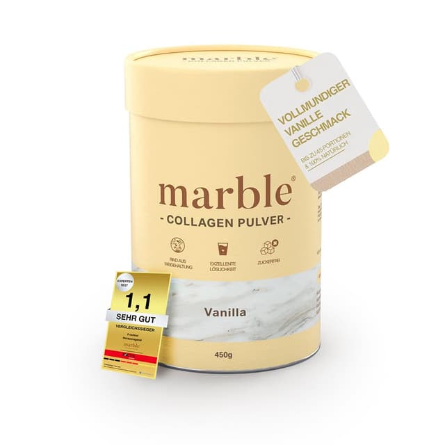 marble® Collagen Pulver 450 g - Vanilla Vanille 🌟 60 Tage risikofrei testen