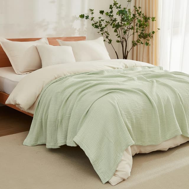 EMME Baumwolldecke 100% Musselin Decke Erwachsene 228 x 228 cm 🛏️🎁