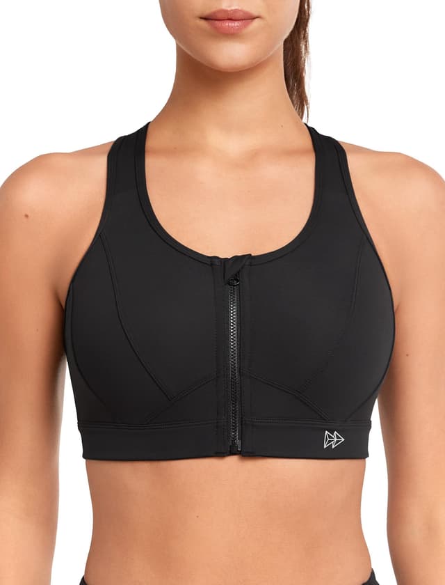 Yvette Sport BH Starker Halt Vorderverschluss Große Größe Schwarz XL 🏃‍♀️🐎