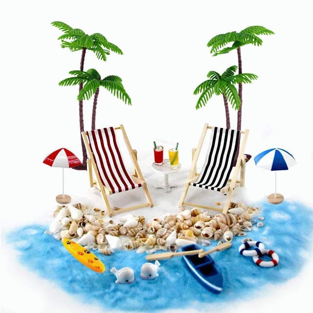 🏖️ Gallop Chic Strand-Mikrolandschaft Miniliegestuhl Set, 16 Stück Miniatur-Ornament-Set für DIY Zen Garten Dekoration 🌴🌞🌊