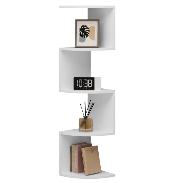 📚🌿 WOLTU Eckregal Zickzack-Design, weiß - Schweberegal aus Holzwerkstoff RG9520ws 🏡👀