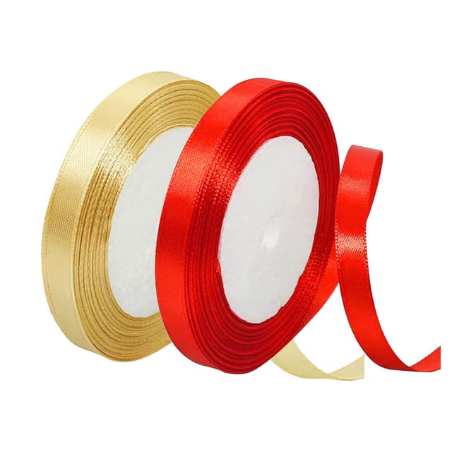 🎁 Diffaxy Rot und Champagnergold Geschenkband, 10mm x 22 m Schleifenband Rotes und Champagnergold 🎀