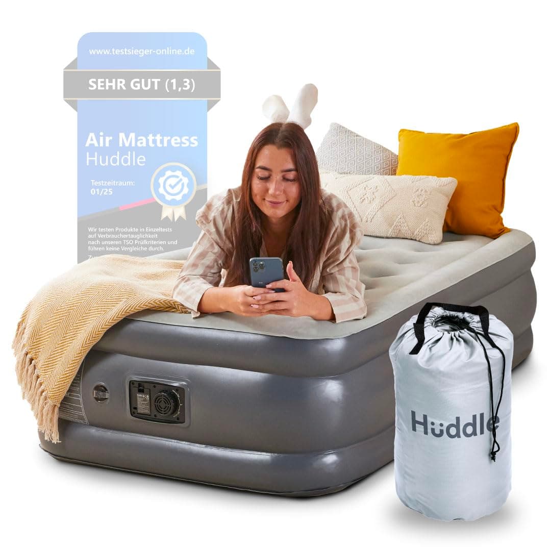 🌟 Huddle Lite Luftbett mit Integrierter Pumpe - Aufblasbare Matratze für Camping und Gäste 🌙