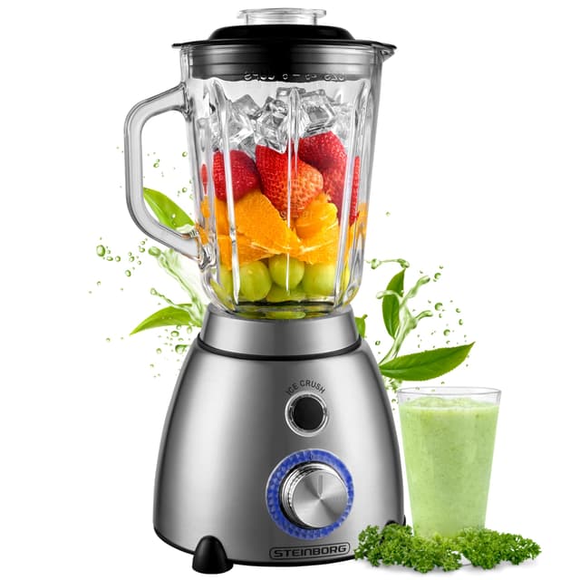🌪️🥤🔪 Standmixer Glas Edelstahl 1,5 Liter - 600 Watt - Eis Crush Funktion