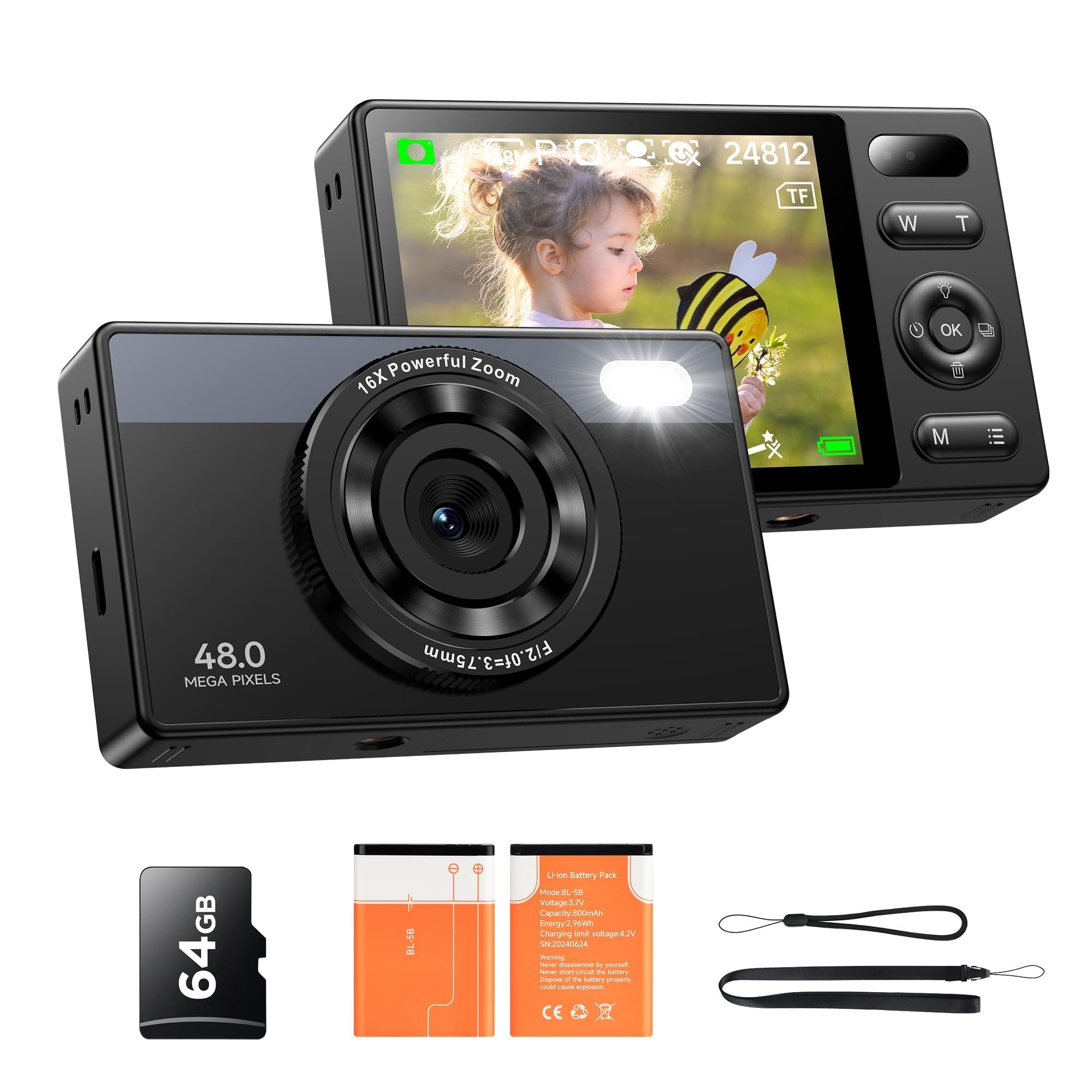 📸 48MP Kinder Digitalkamera: Anti-Shake Vlogging Fotoapparat