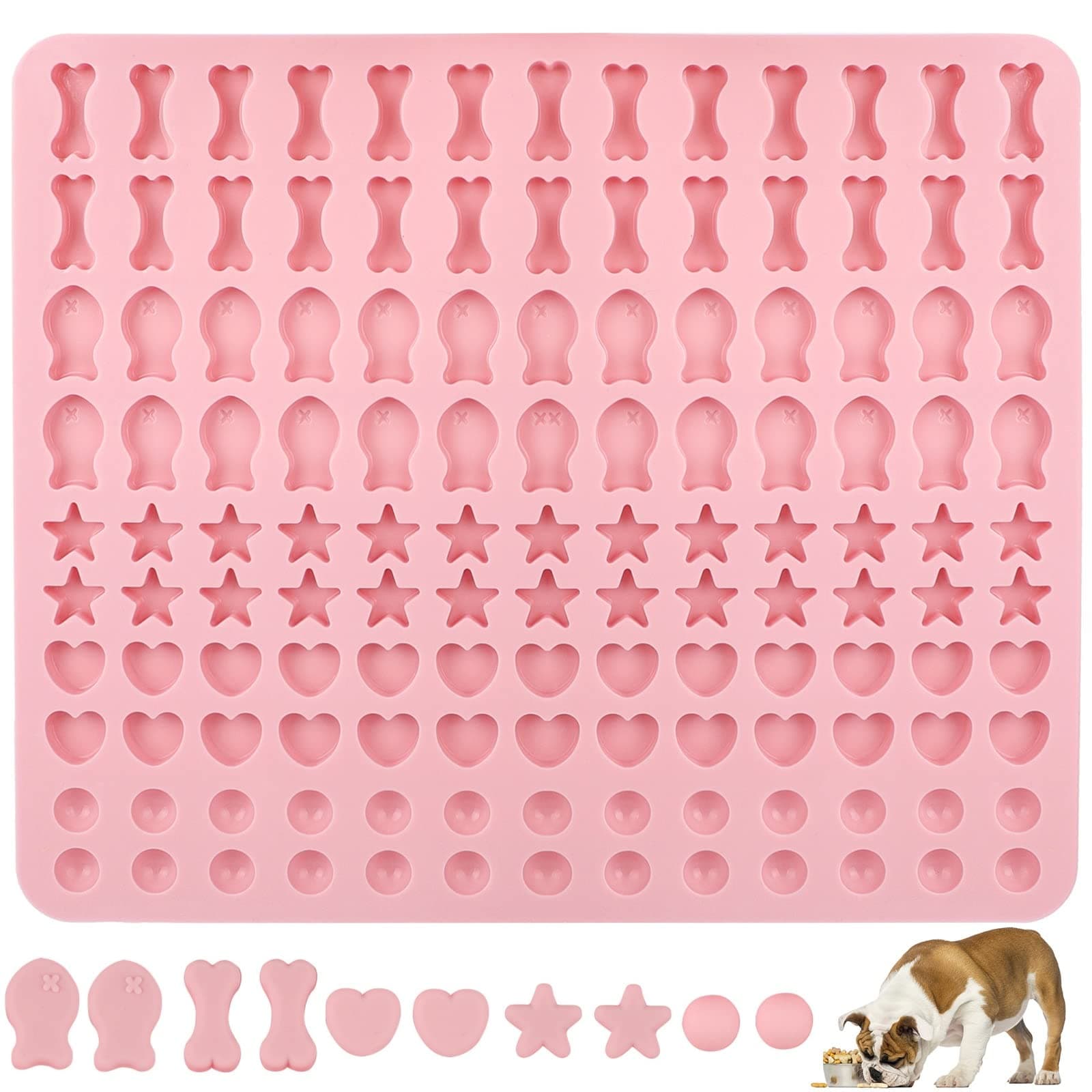 Backmatte Hundekekse | Silikon Backmatte Hundeleckerli 5 Formen in 1 | Rosa Silikon Backmatte
