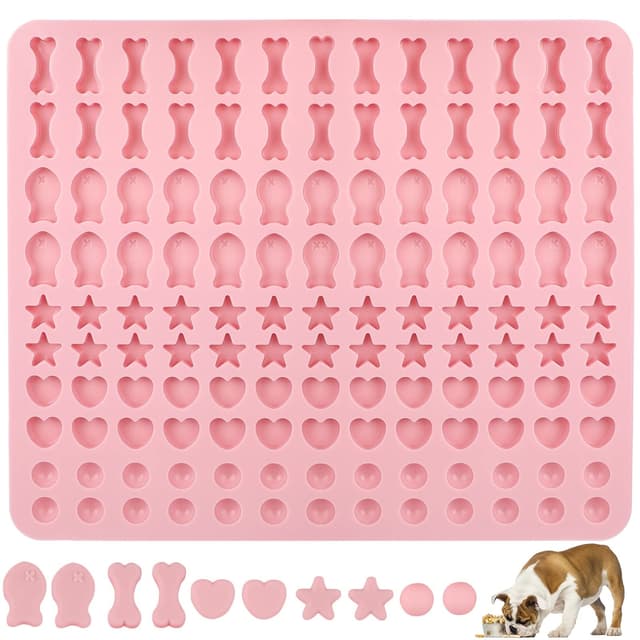 Backmatte Hundekekse | Silikon Backmatte Hundeleckerli 5 Formen in 1 | Rosa Silikon Backmatte