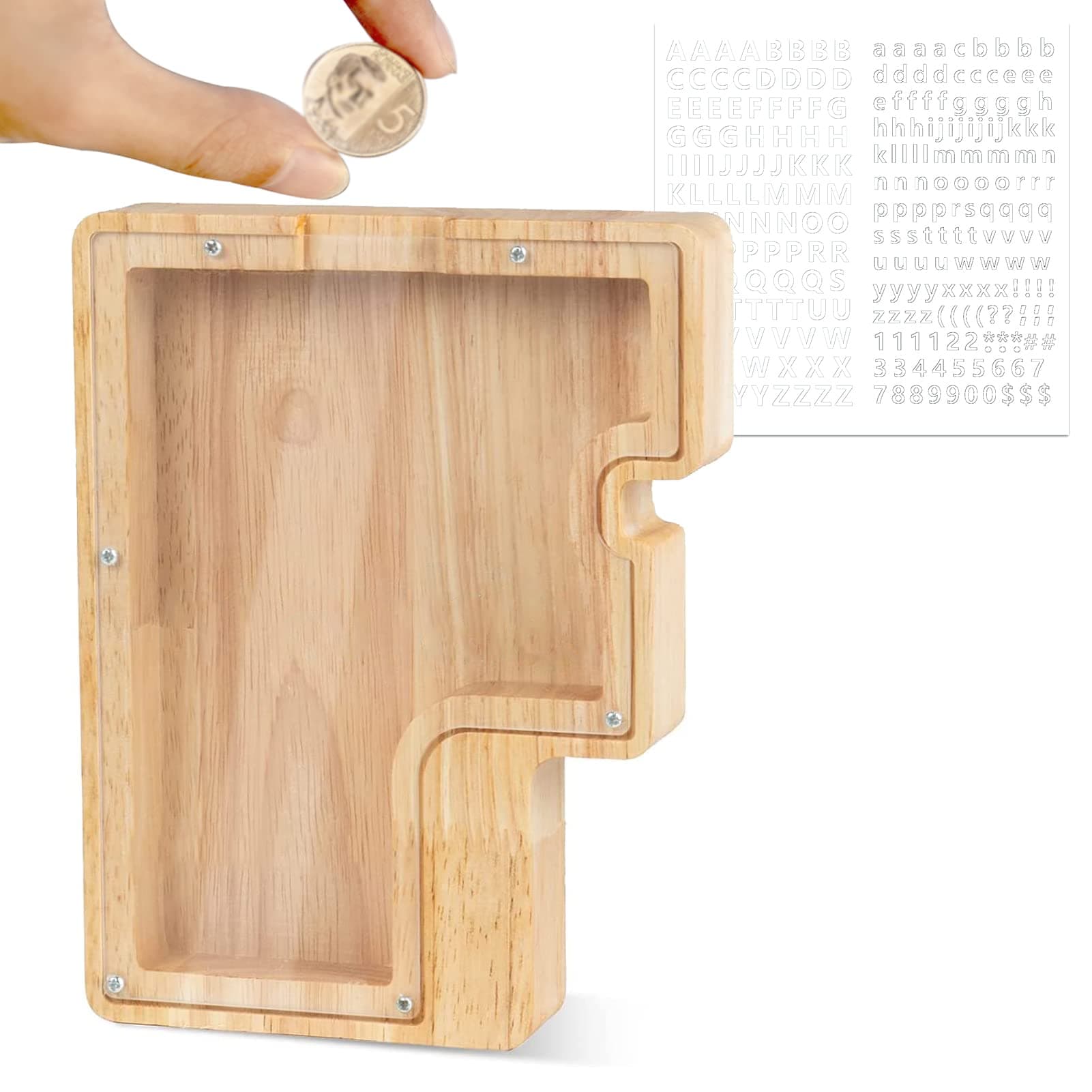 🐷 LEcylankEr Spardose Kinder Personalisierte A-Z Alphabet Sparbüchse Holz 🎁