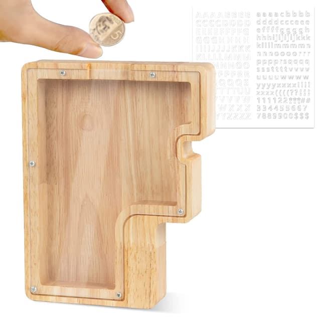 🐷 LEcylankEr Spardose Kinder Personalisierte A-Z Alphabet Sparbüchse Holz 🎁