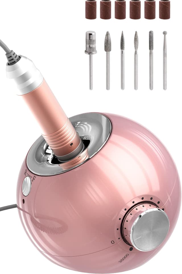 Delanie Nagelfräser 35000 U/Min für Gelnägel Polygel, 6 in 1 Leise Elektrische Nagelfeile Maniküre Pediküreset - Rosa Rosagold 💖