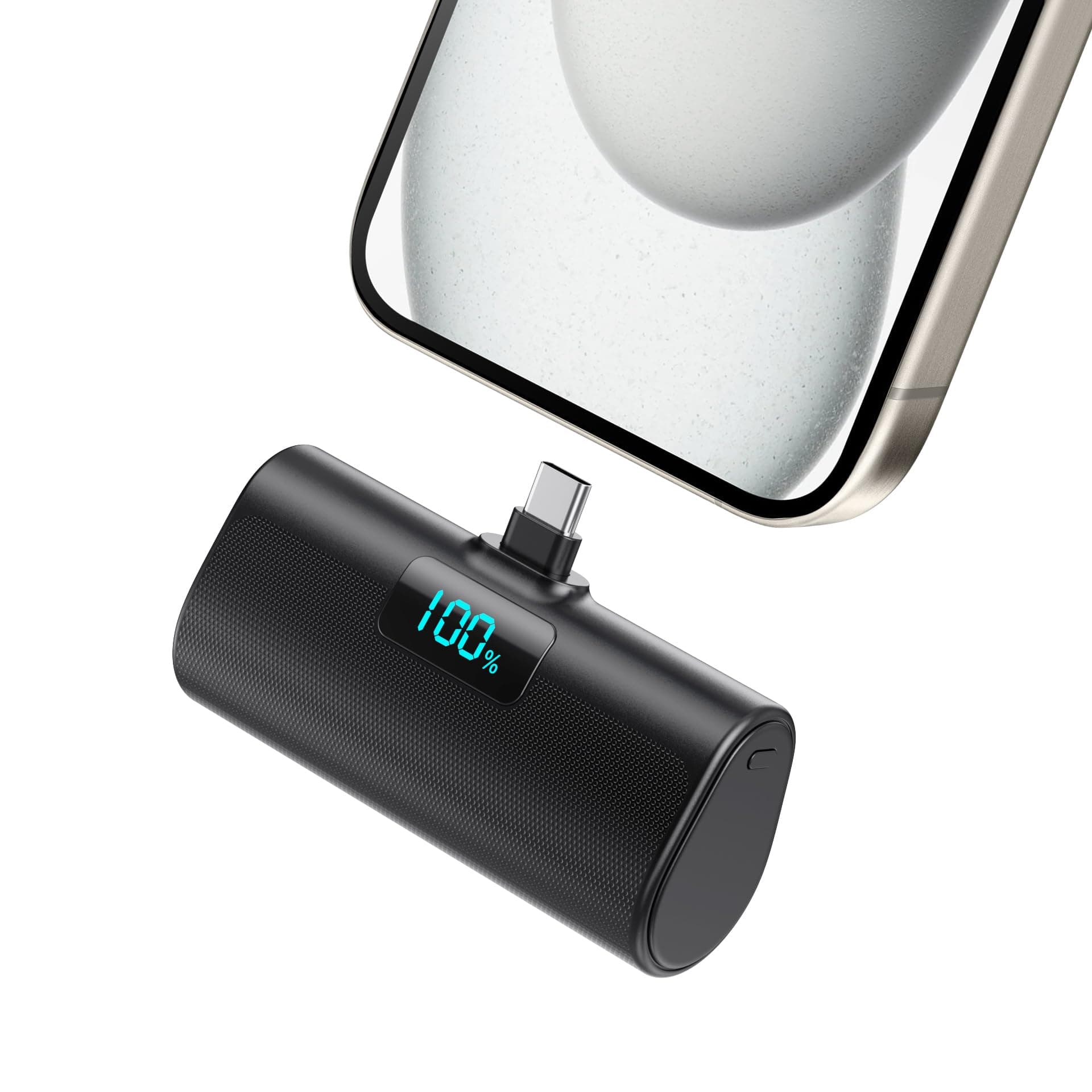 Kleine Powerbank 5200mAh Schwarz - 📱 Kompakter Externer Akku mit USB C PD und LCD-Anzeige