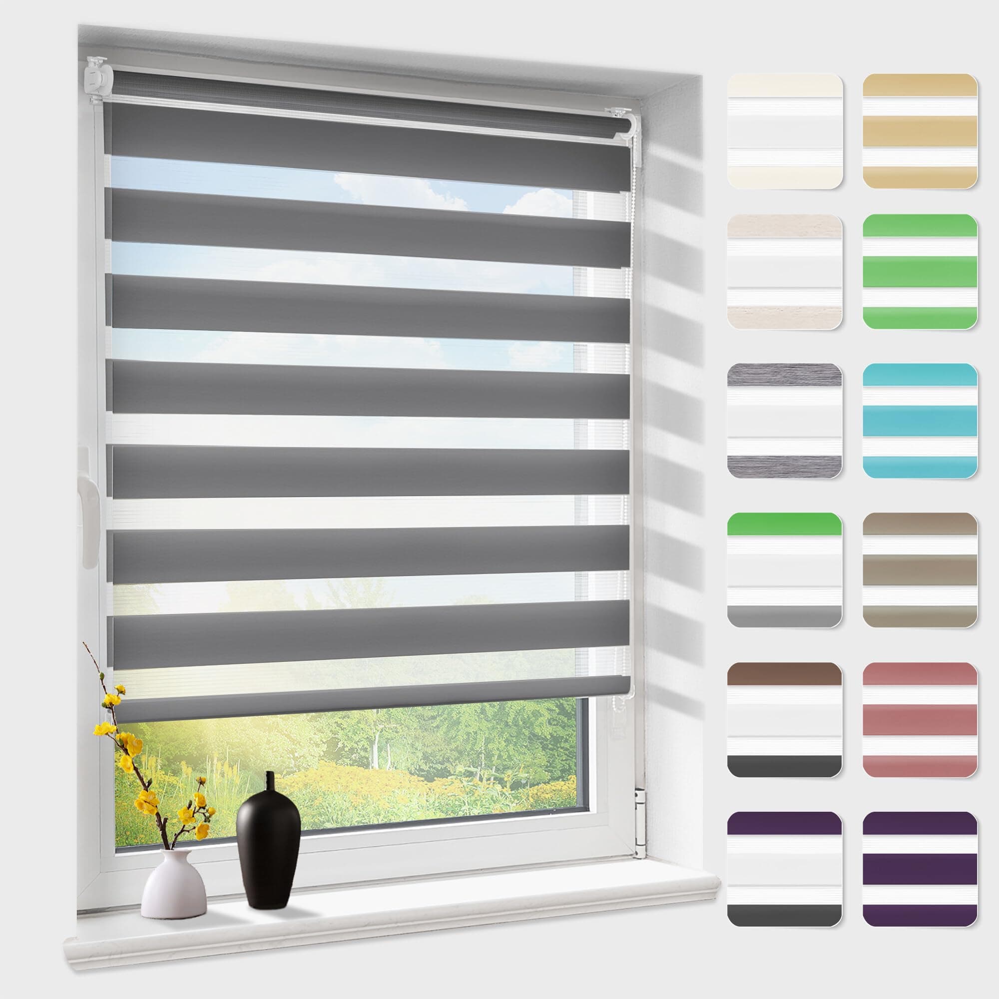 Angebot: Doppelrollo Klemmfix ohne Bohren, Anthrazit B70 x H100cm