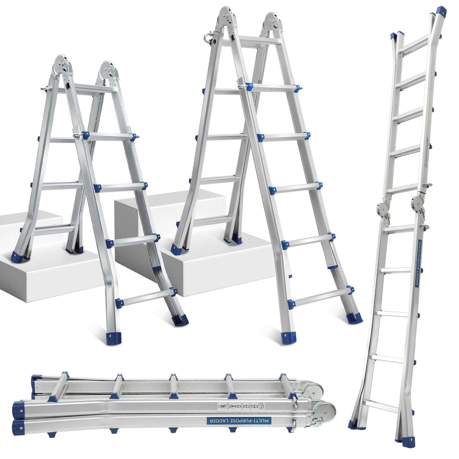 Cecaylie Aluleiter Mehrzweckleiter, 513CM 4x5 Sprossen Teleskopleiter