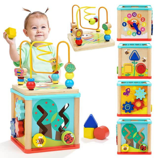 🎁 TOP BRIGHT Holz-Formsortierer & Aktivitätswürfel für 1 Jahr altes Baby 🎈