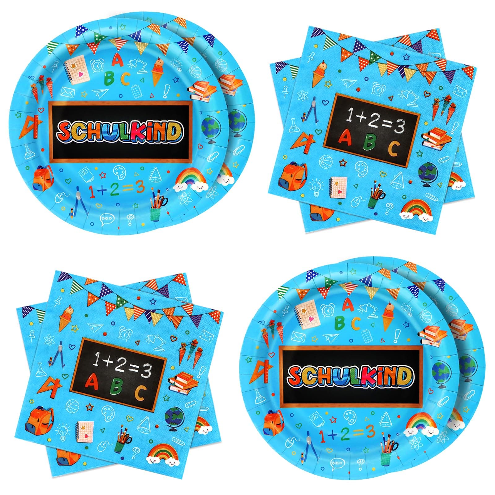 Buntes Schulkind Partygeschirr Set 🎒📚🍎