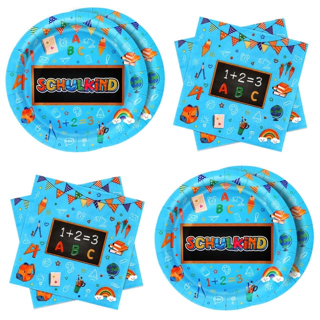 Buntes Schulkind Partygeschirr Set 🎒📚🍎